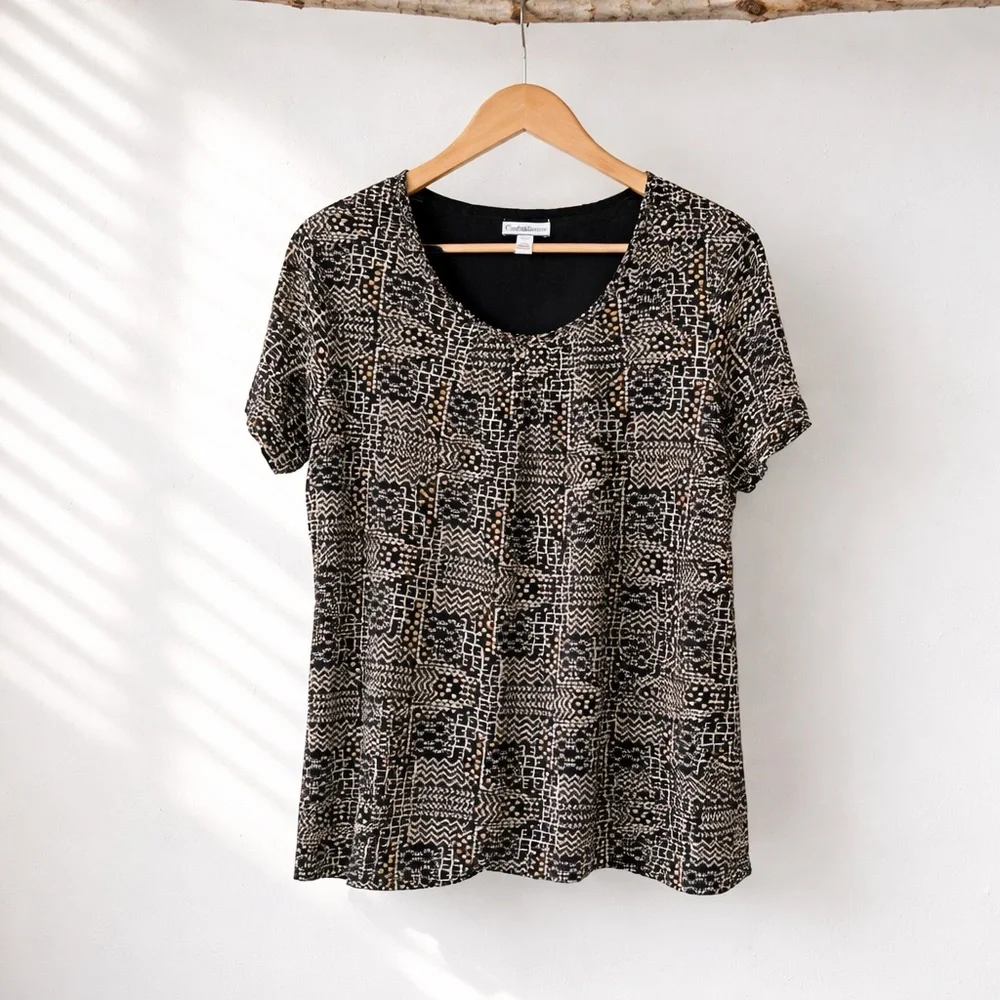 Croft and Barrow Woman 2x Avant Garde Print Nylon Polyester Tunic